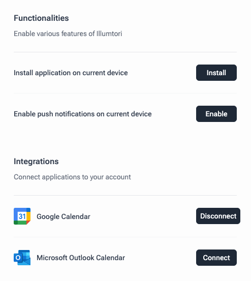 Screenshot of features requiring approval