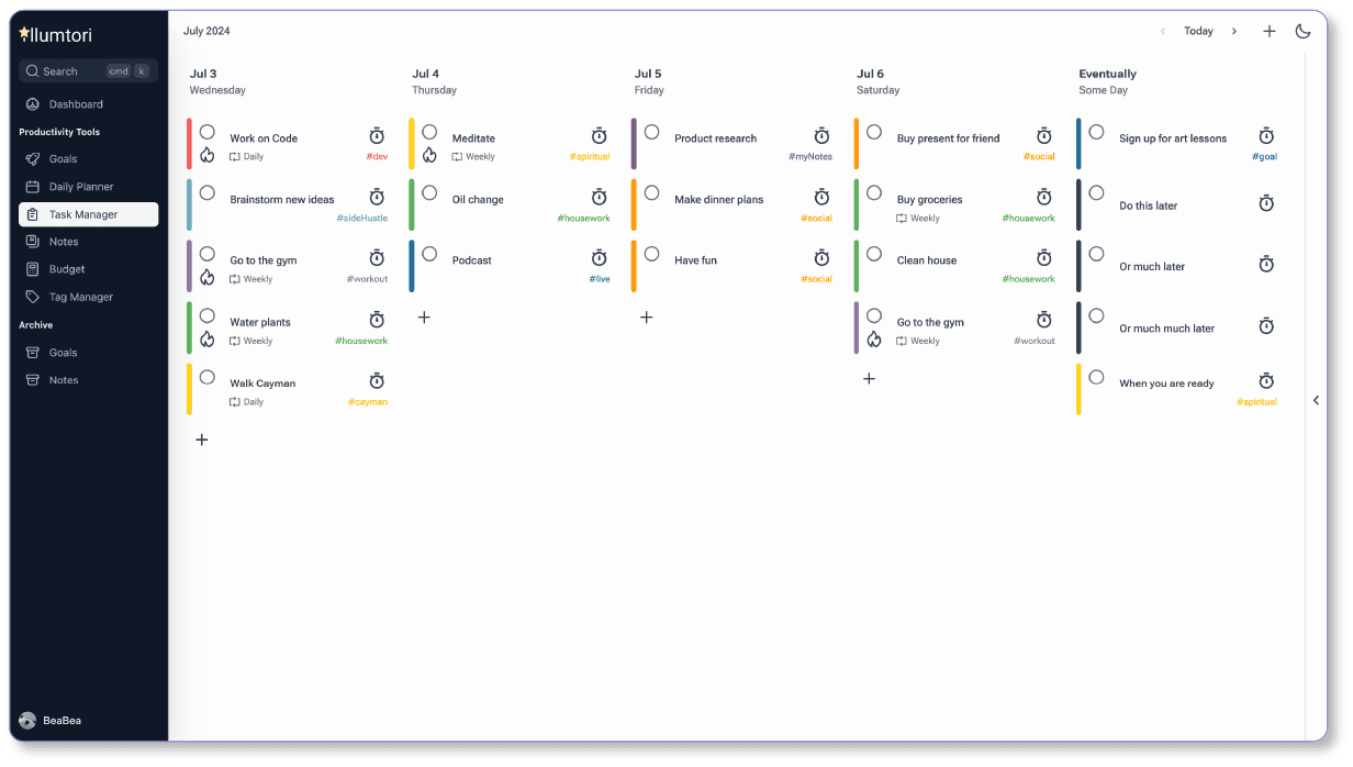 Screenshot of Tasks on desktop