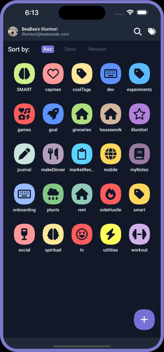 Screenshot of Tags on desktop
